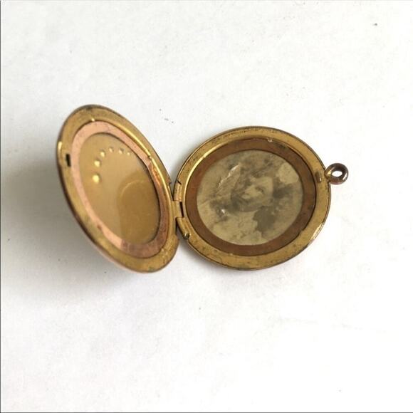 Vintage Crescent Moon Locket Gold Plated Antique Pendant Necklace 1900 1910 - Picture 8 of 8